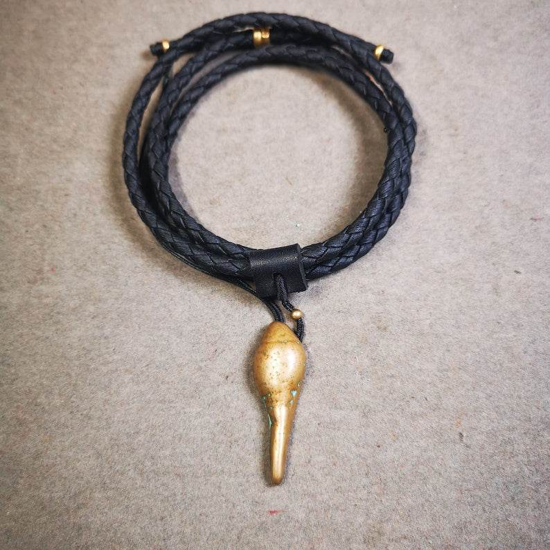 Handmade Small Shankha(Divine Conch) Badge,Tibetan Buddhist Protective Amulet Pendant,Made of Lima Brass - Gandhanra-ART