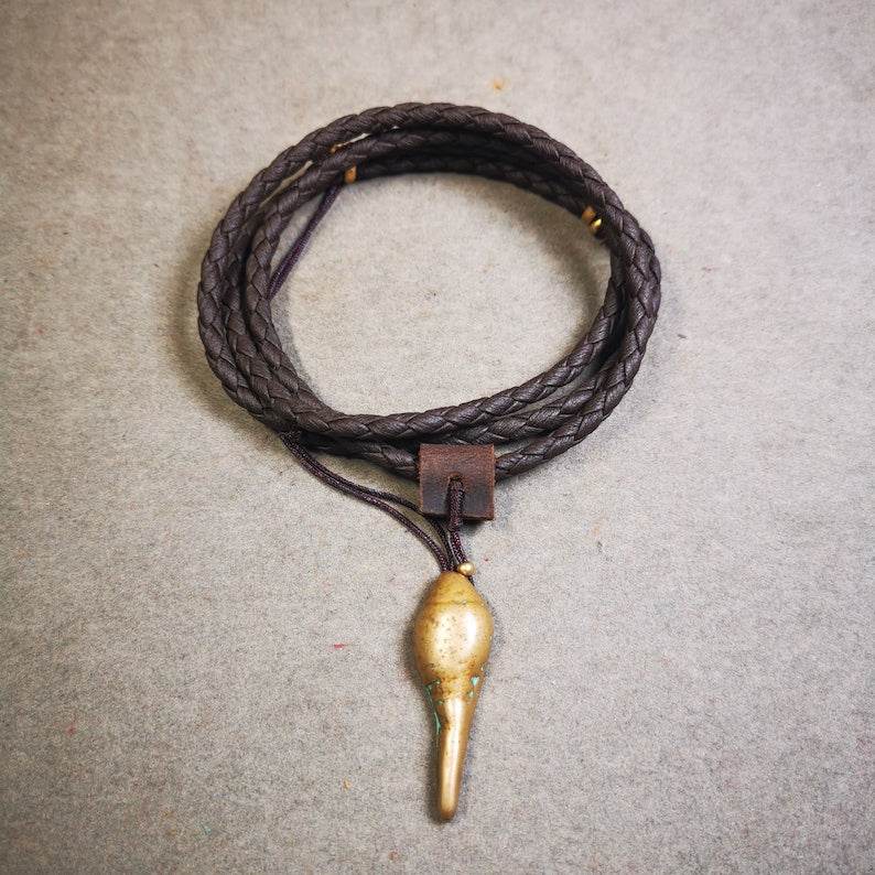 Handmade Small Shankha(Divine Conch) Badge,Tibetan Buddhist Protective Amulet Pendant,Made of Lima Brass - Gandhanra-ART