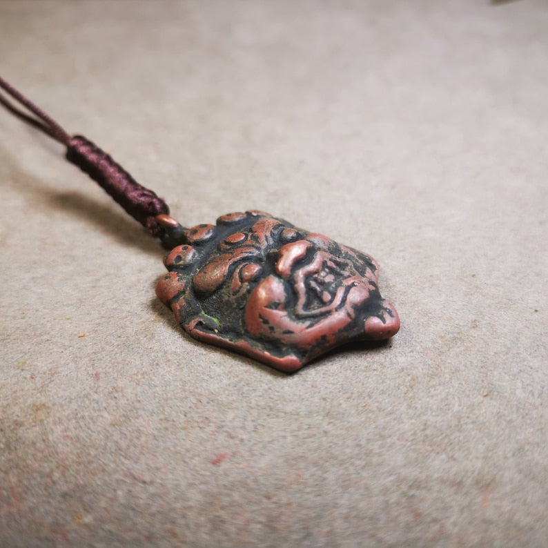 Amulet Badge,Mahakala Pendant, Buddhist Protector Deity, 50 Years Old