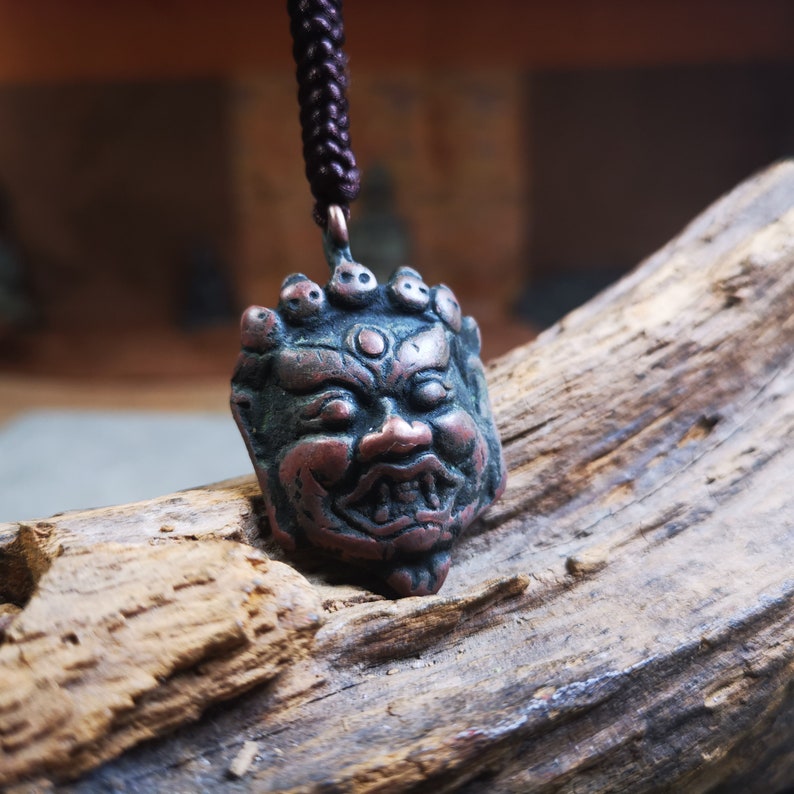 Amulet Badge,Mahakala Pendant, Buddhist Protector Deity, 50 Years Old