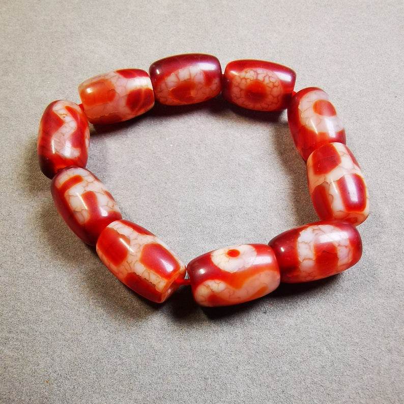 Fire Agate Dzi Bead Bracelet - Gandhanra-ART