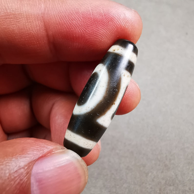 Heaven & Earth Dzi Bead,Tibetan Chung,Protective Amulet,Small Size 34*10 mm Gandhanra-ART