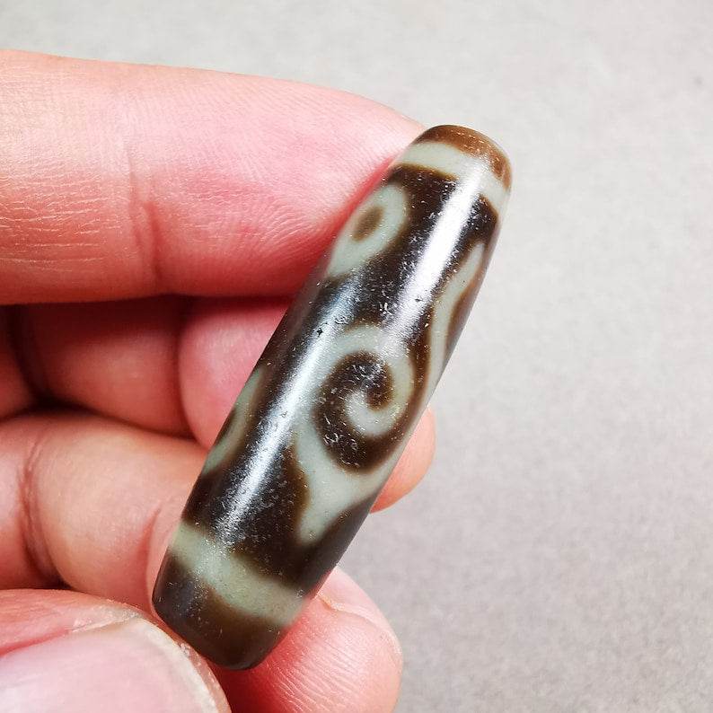 Buddhism 4 Eyed Conch Shell Dzi Bead - Gandhanra-ART