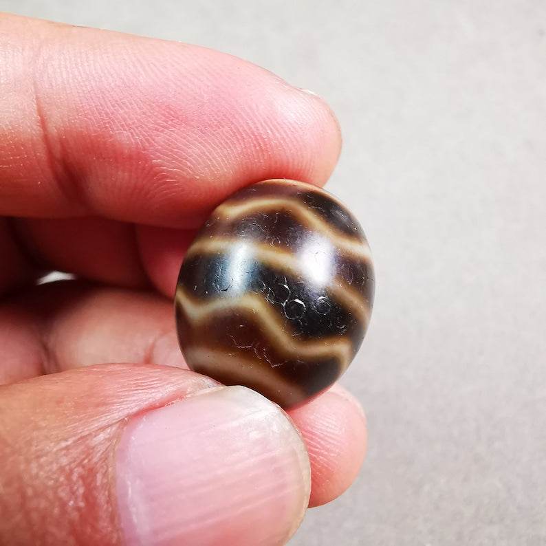 Round Fortune Wave Dalo Dzi Bead - Gandhanra-ART