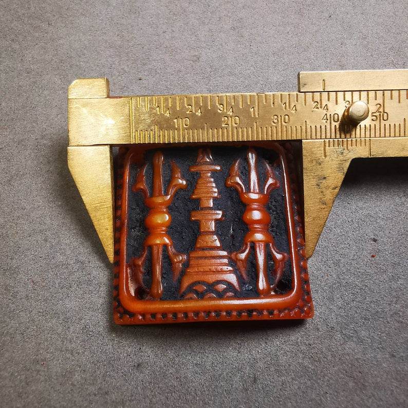 Yak Bone Carved Vajra Stupa Amulet Badge, Tibetan Buddhist Pagoda Pendant - Gandhanra-ART