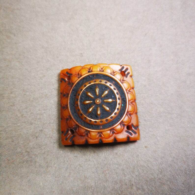 Yak Bone Carved Mandala Amulet Badge, Tibetan Buddhist Prayer Wheel Pendant,Dharma Chakra - Gandhanra-ART