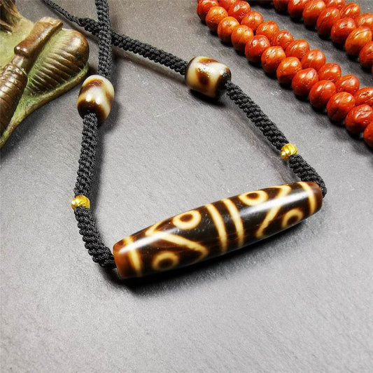 Water Wave 6 Eyed Dzi Bead Necklace - Gandhanra-ART