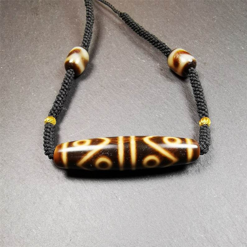 Water Wave 6 Eyed Dzi Bead Necklace - Gandhanra-ART