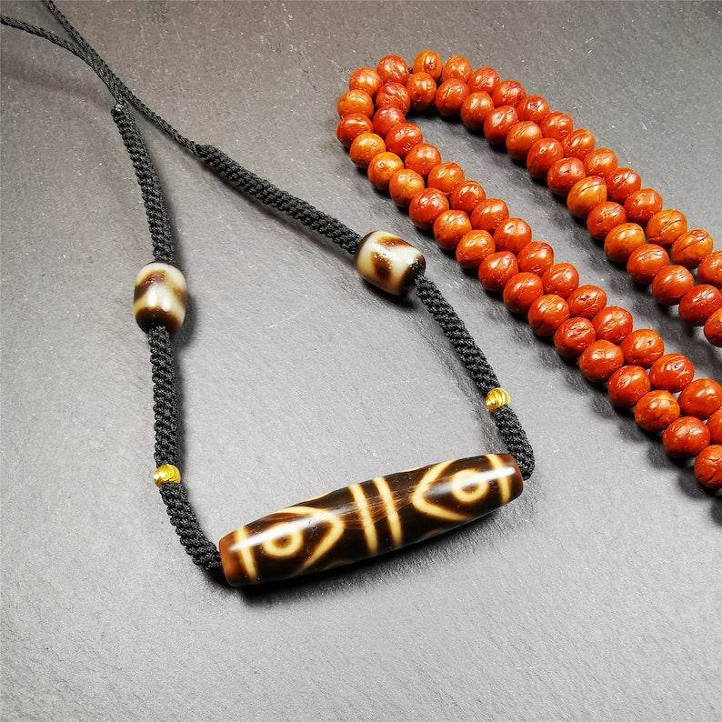 Water Wave 6 Eyed Dzi Bead Necklace - Gandhanra-ART