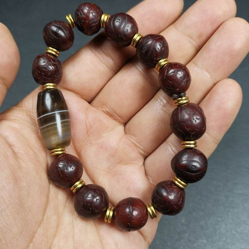 Wrist Mala, Bodhi Seed Beads Bracelet - Gandhanra-ART