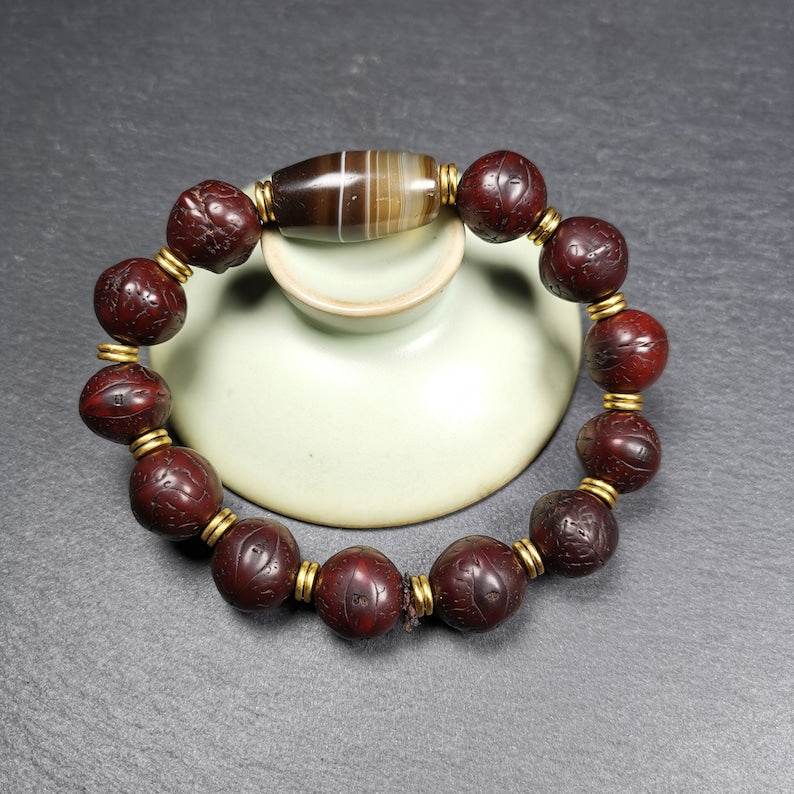 Wrist Mala, Bodhi Seed Beads Bracelet - Gandhanra-ART