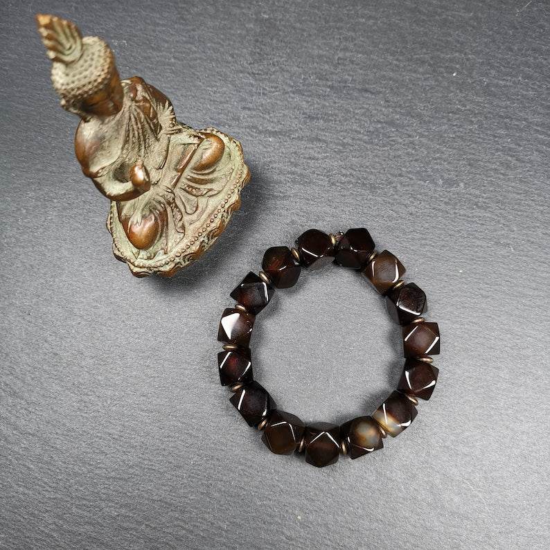 Wrist Mala, Chung Dzi Beads Bracelet - Gandhanra-ART