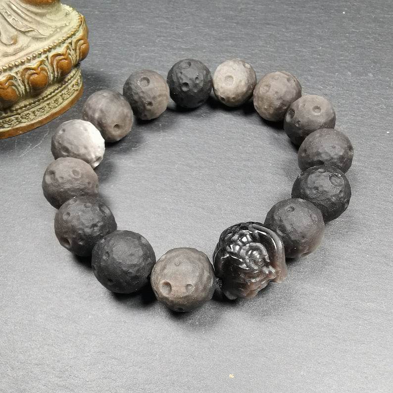 Obsidian Wrist Mala, Prayer Beads Bracelet - Gandhanra-ART