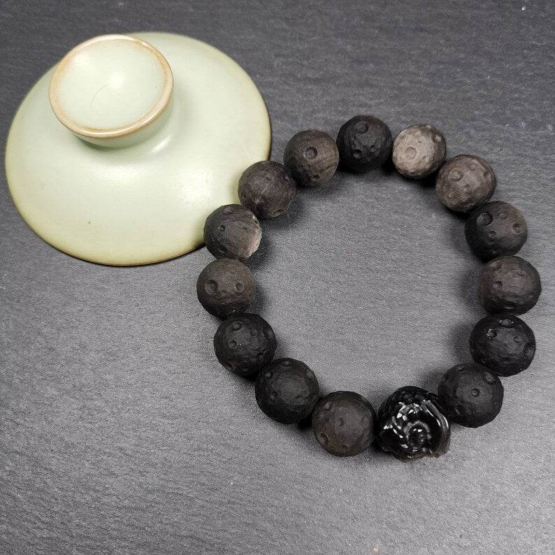 Obsidian Wrist Mala, Prayer Beads Bracelet - Gandhanra-ART