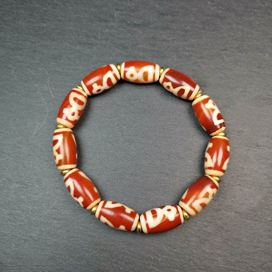 Dzi Bead Bracelet, Dzi Wrist Mala - Gandhanra-ART