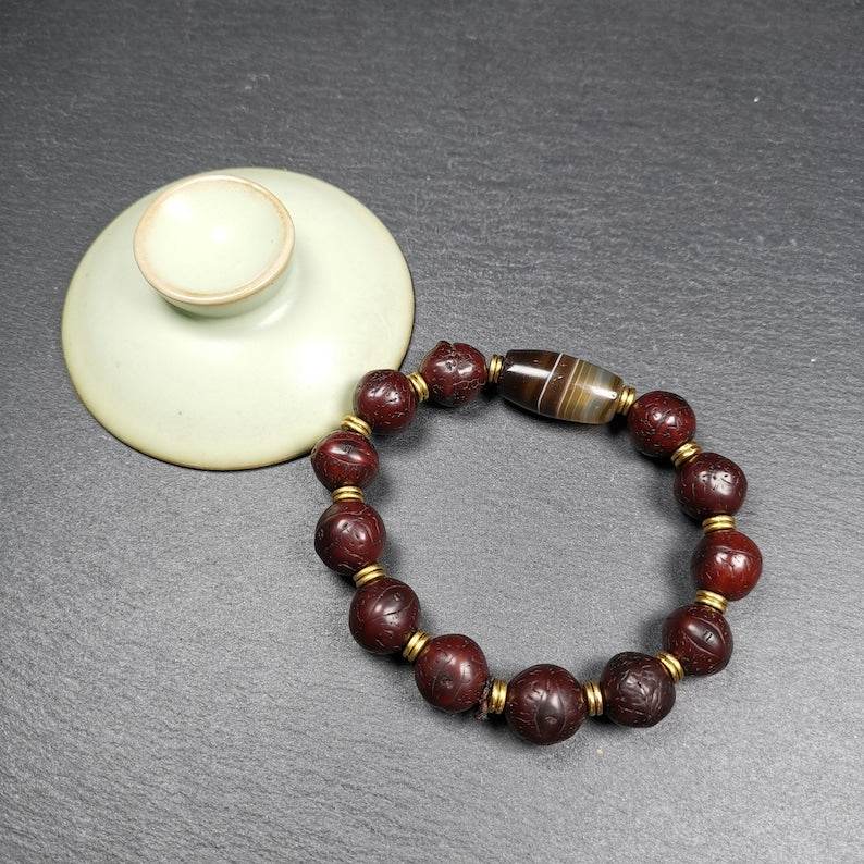 Wrist Mala, Bodhi Seed Beads Bracelet - Gandhanra-ART