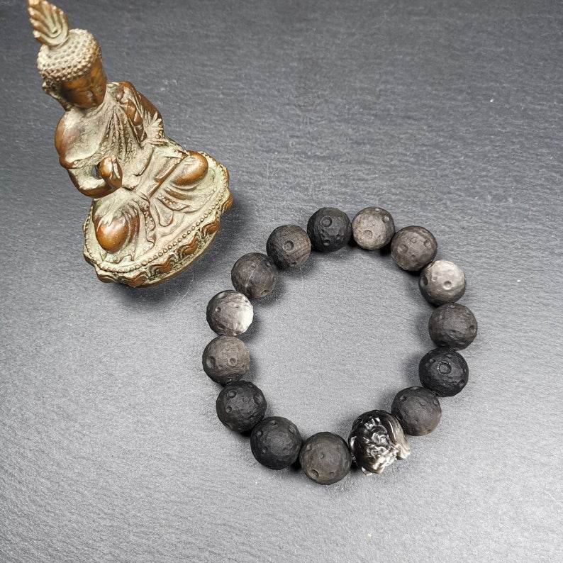 Obsidian Wrist Mala, Prayer Beads Bracelet - Gandhanra-ART