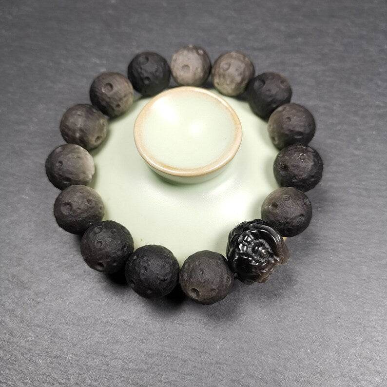 Obsidian Wrist Mala, Prayer Beads Bracelet - Gandhanra-ART