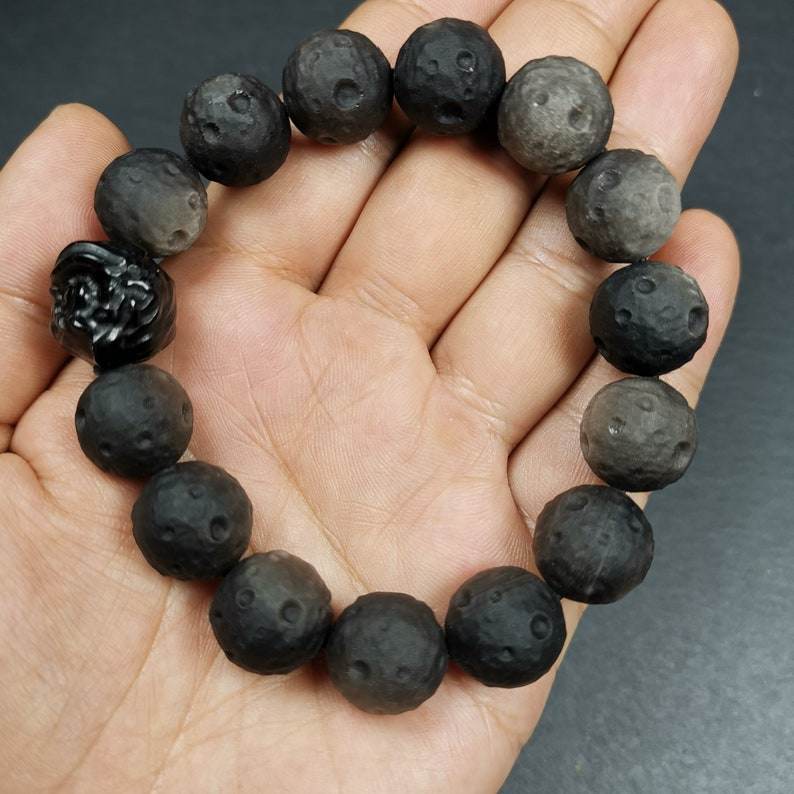 Obsidian Wrist Mala, Prayer Beads Bracelet - Gandhanra-ART