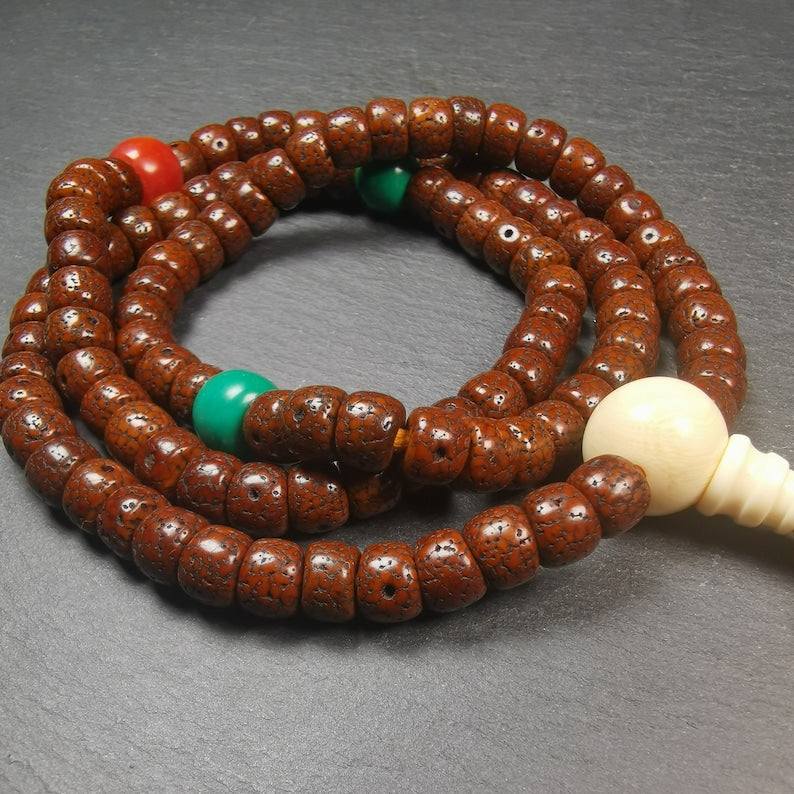 Mala, collar de 108 cuentas de oración con semillas de loto, 30"