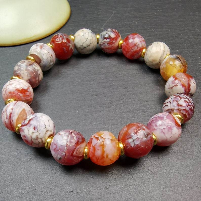 13mm Sugar Agate Beads Wrist Mala - Gandhanra-ART