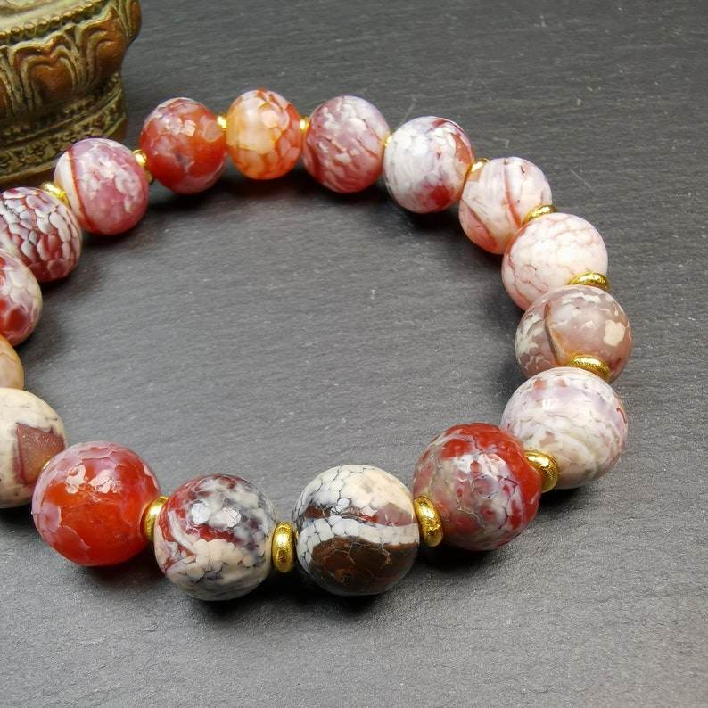 13mm Sugar Agate Beads Wrist Mala - Gandhanra-ART