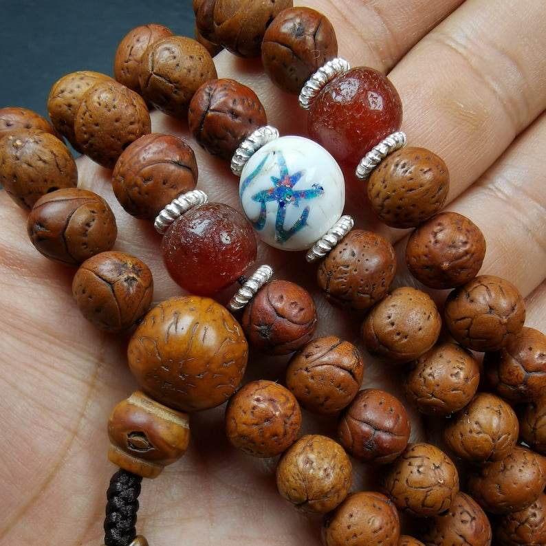 10mm 108 Dragon Eye Bodhi Bead Mala,Prayer Beads - Gandhanra-ART