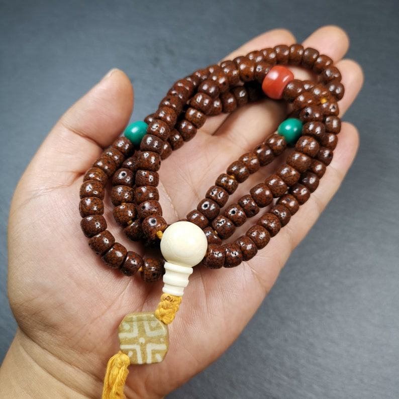 Mala, collar de 108 cuentas de oración con semillas de loto, 30"