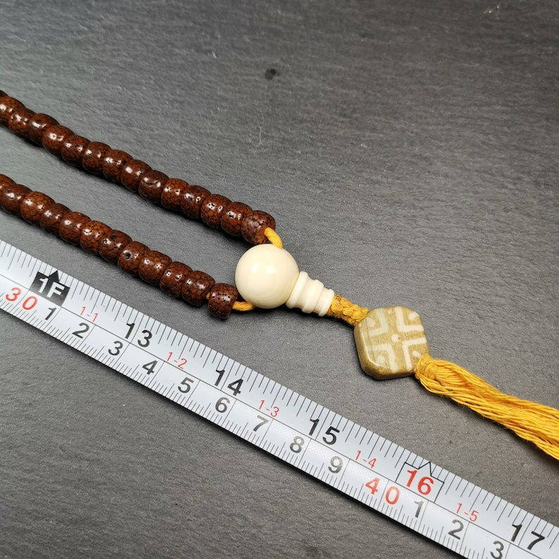 Mala, collar de 108 cuentas de oración con semillas de loto, 30"