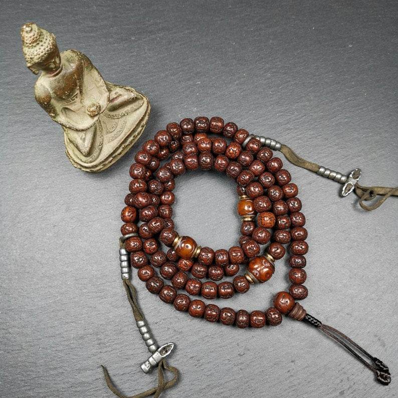Rosary Beads,Rudraksha Beads Mala Necklace,Prayer Beads - Gandhanra-ART