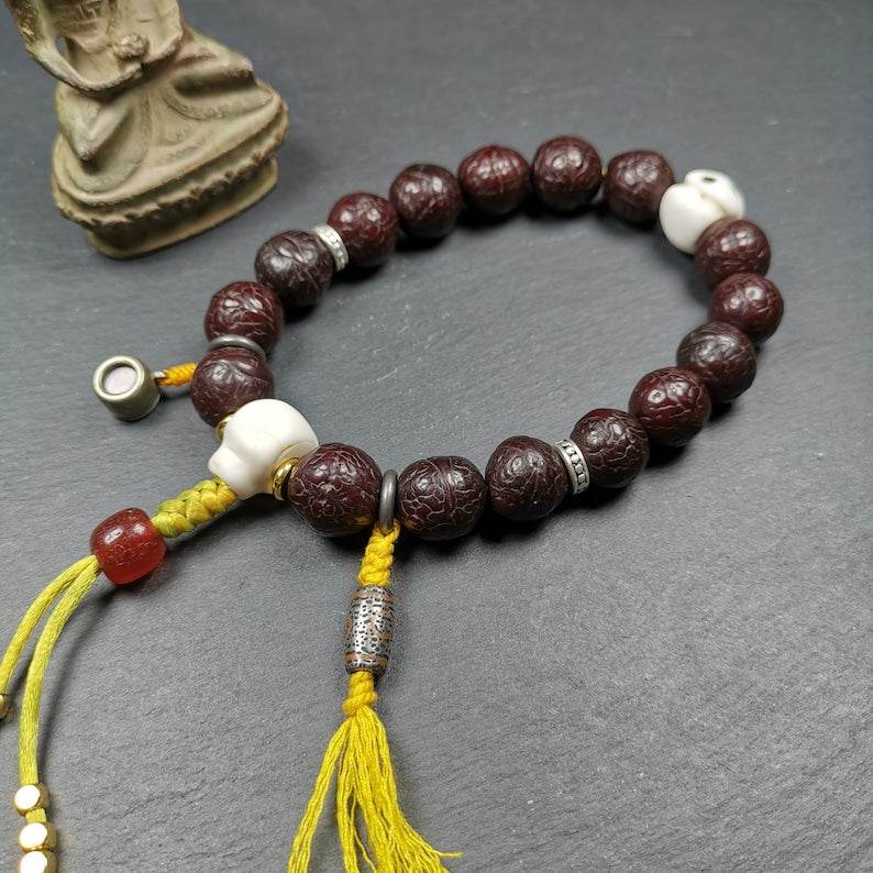 Handhold Wrist Mala, Old Bodhi Seed Beads Bracelet - Gandhanra-ART