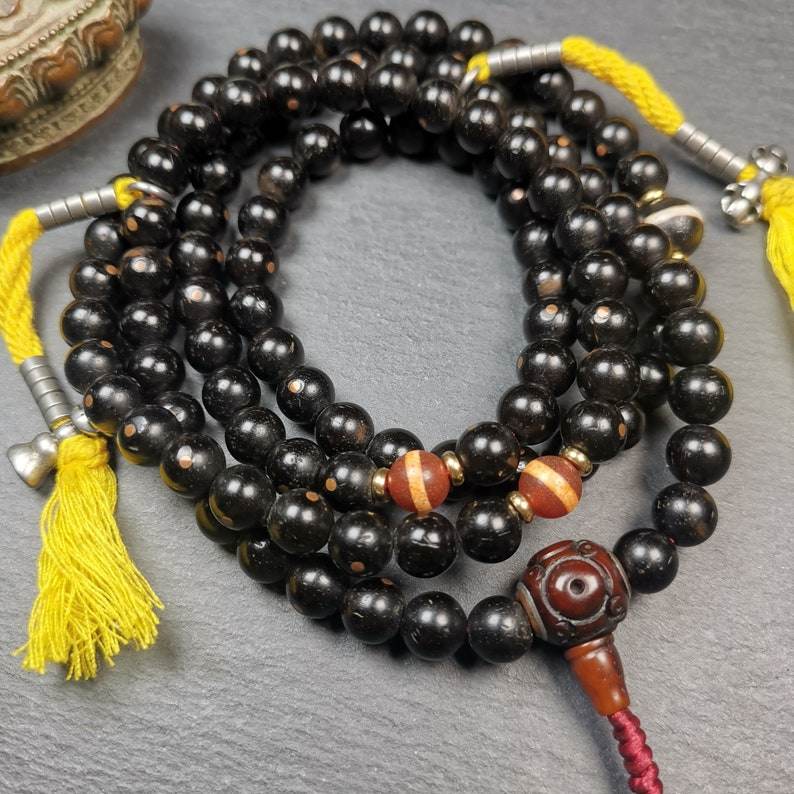 108 Coconut Bead Mala Necklace, Prayer Beads - Gandhanra-ART