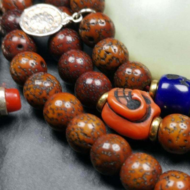 Old Lotus Seed Mala Beads - Prayer Beads - Gandhanra-ART