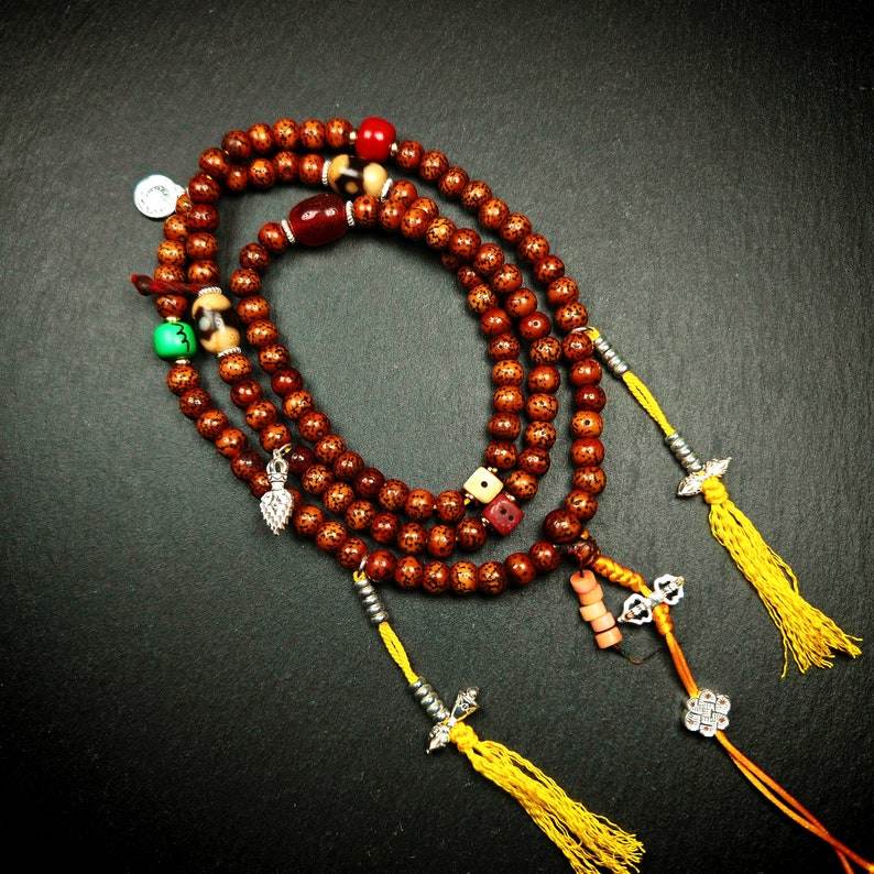 108 Lotus Seed Mala Necklace - Prayer Beads - Gandhanra-ART