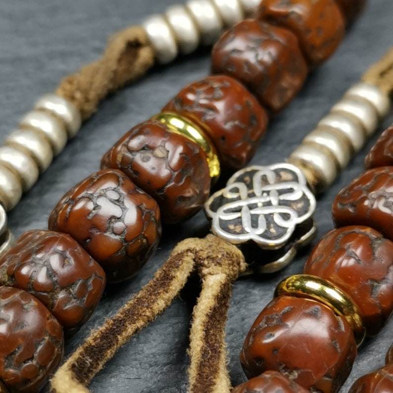 Old 8mm 108 Rudraksha Mala Necklace,Prayer Beads - Gandhanra-ART