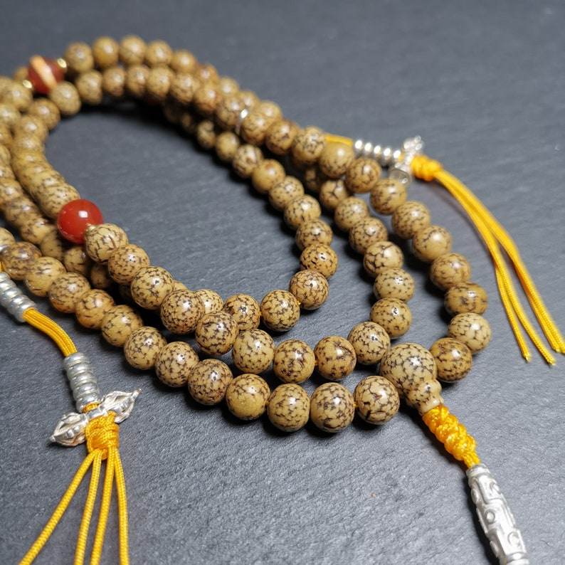 108 Lotus Seed Mala Necklace, Prayer Beads - Gandhanra-ART