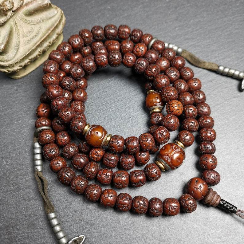 Rosary Beads,Rudraksha Beads Mala Necklace,Prayer Beads - Gandhanra-ART