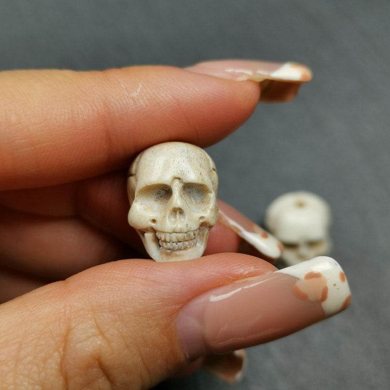 White Skull Spacer Bead for Prayer Bead - Gandhanra-ART