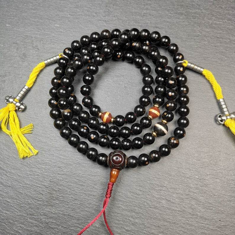 108 Coconut Bead Mala Necklace, Prayer Beads - Gandhanra-ART