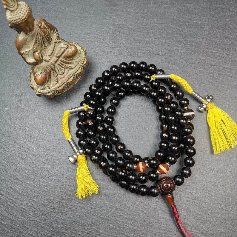 108 Coconut Bead Mala Necklace, Prayer Beads - Gandhanra-ART