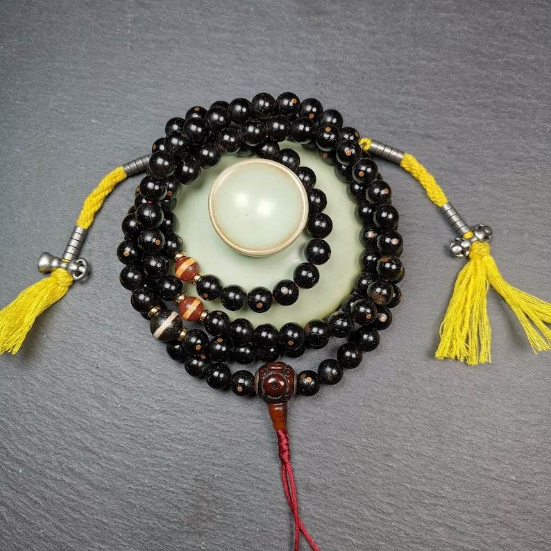108 Coconut Bead Mala Necklace, Prayer Beads - Gandhanra-ART