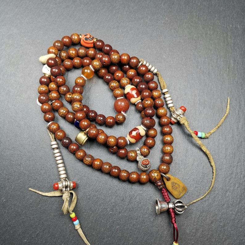 Old Lotus Seed Mala Beads - Prayer Beads - Gandhanra-ART