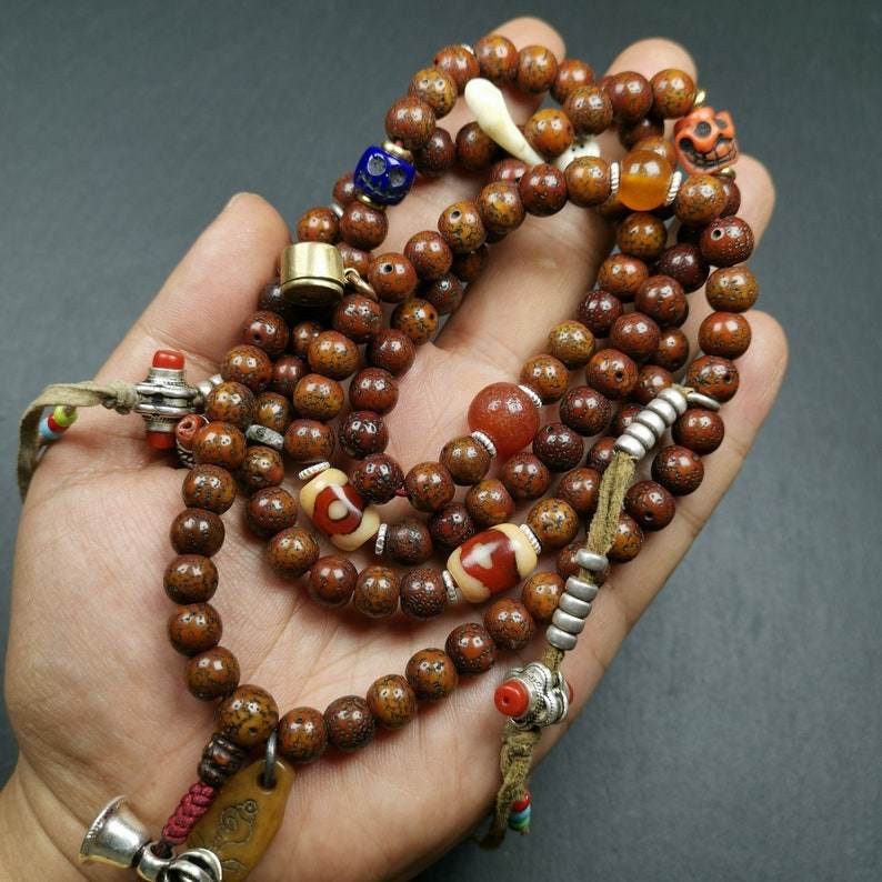 Old Lotus Seed Mala Beads - Prayer Beads - Gandhanra-ART