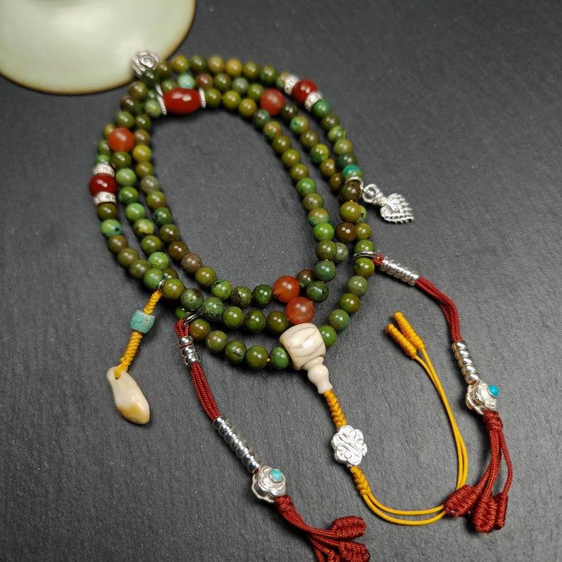 108 Turquoise Mala Necklace - Gandhanra-ART