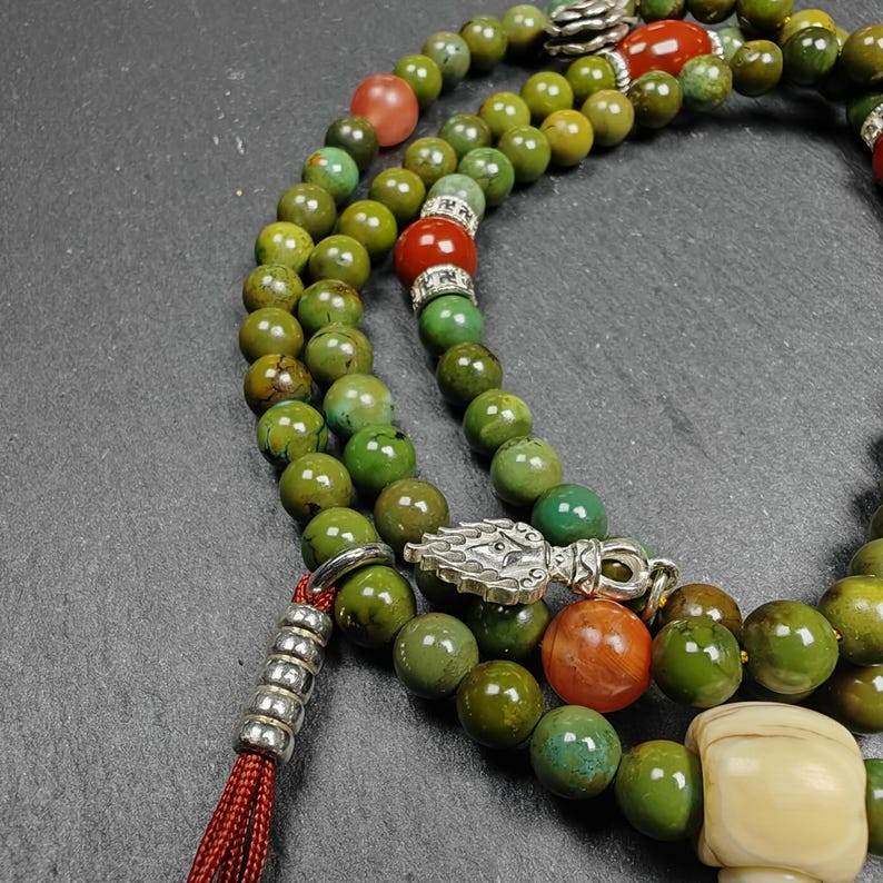 108 Turquoise Mala Necklace - Gandhanra-ART