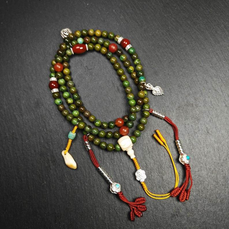 108 Turquoise Mala Necklace - Gandhanra-ART