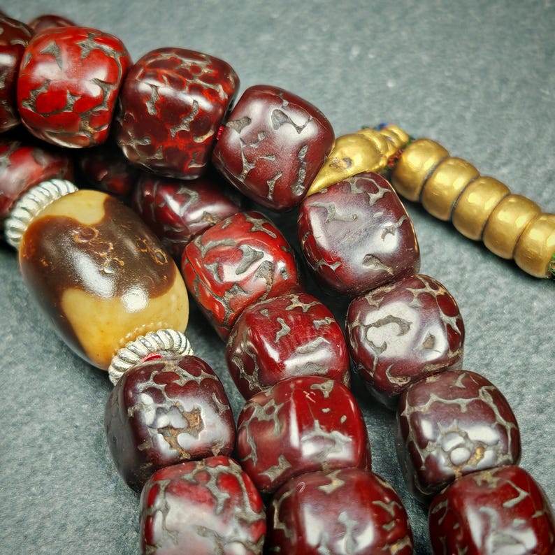 Mala Necklace,Old 8mm 108 Rudraksha Prayer Beads - Gandhanra-ART