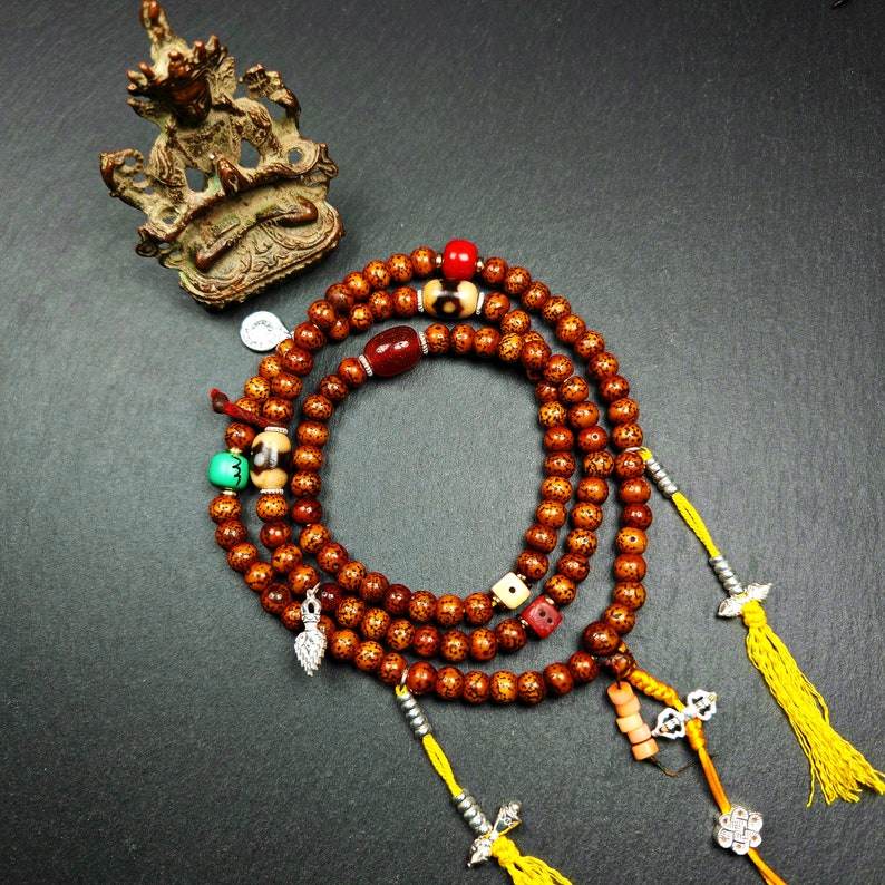 108 Lotus Seed Mala Necklace - Prayer Beads - Gandhanra-ART