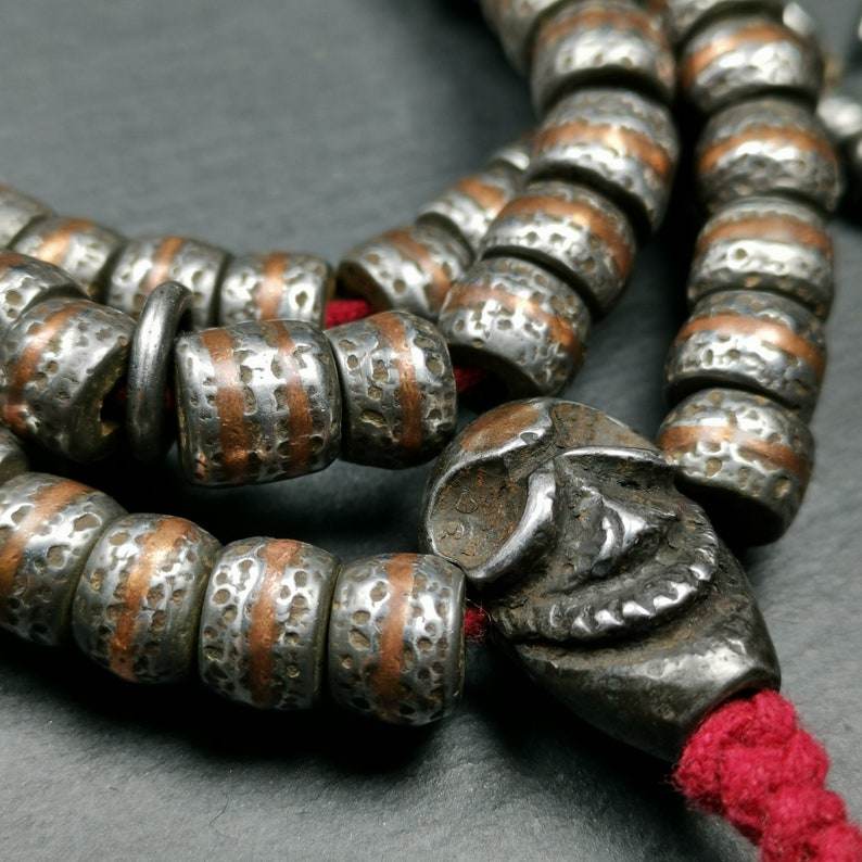 108 Cold Iron Mala Necklace, Prayer Beads - Gandhanra-ART