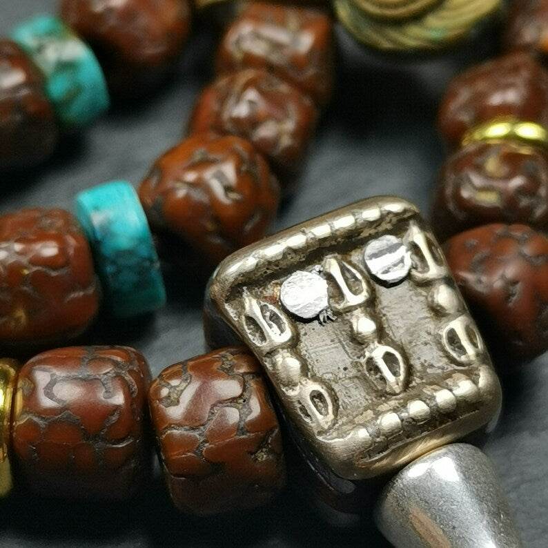 Old 8mm 108 Rudraksha Mala Necklace,Prayer Beads - Gandhanra-ART